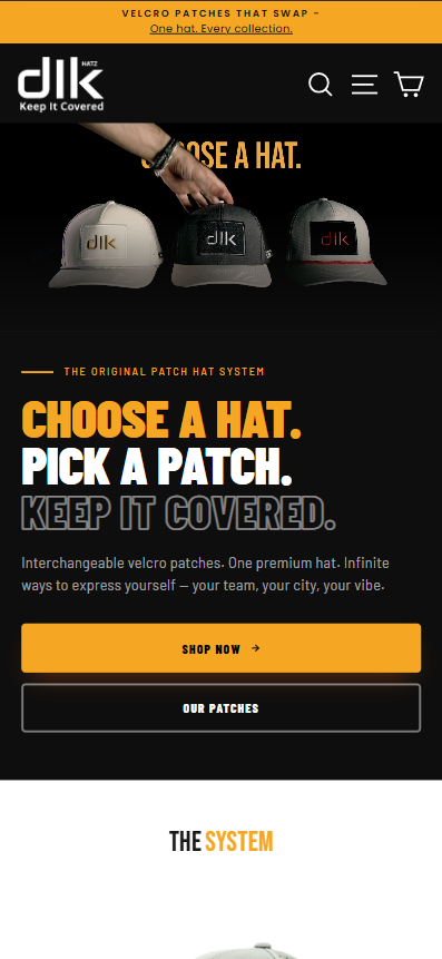 Interactive 3D Hat Patch Customizer for DIKHatz mobile preview