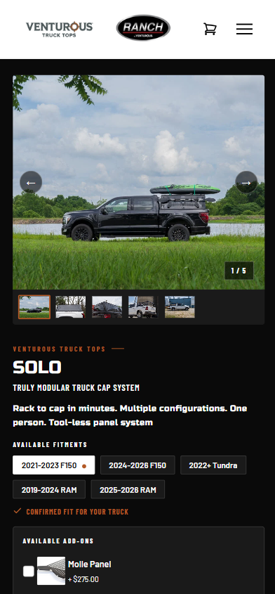 Hybrid Content & E-Commerce Platform for Drive Venturous mobile preview